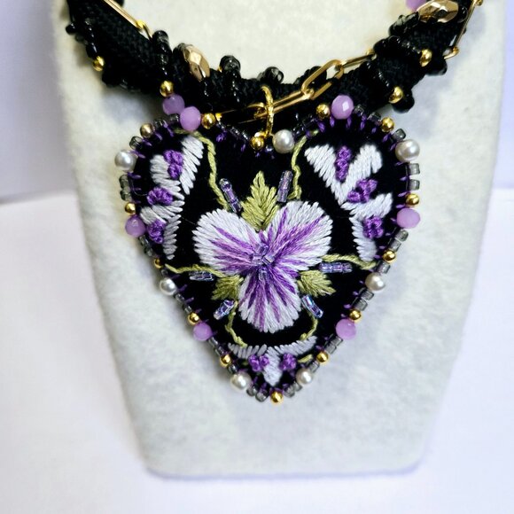Hand Embroidered Mexican Necklace - Picture 2 of 5